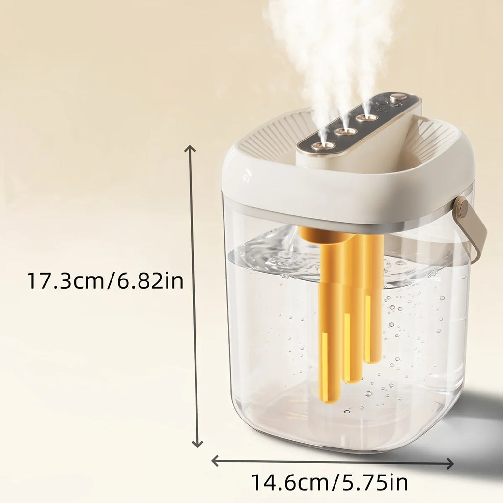 Humidificador Inteligente de 3 Pulverizaciones - Tanque de Agua de Gran Capacidad de 2L, Luz Nocturna Cálida, Protección Contra la Falta de Agua, Ajuste de Niebla de 4 Velocidades