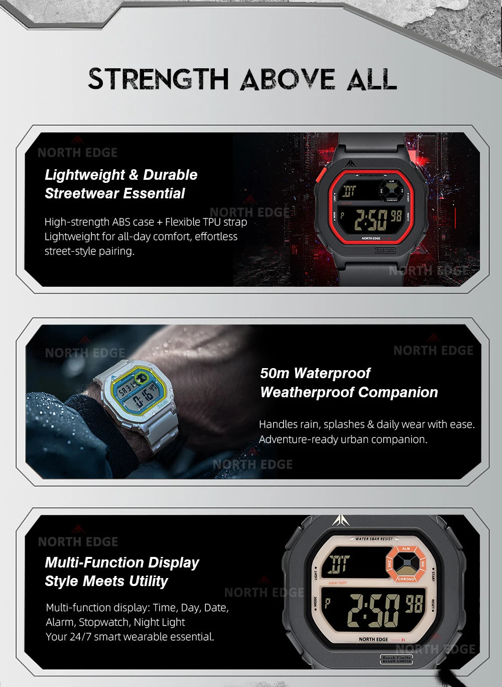 NORTH EDGE X1 Reloj Inteligente Digital 50M