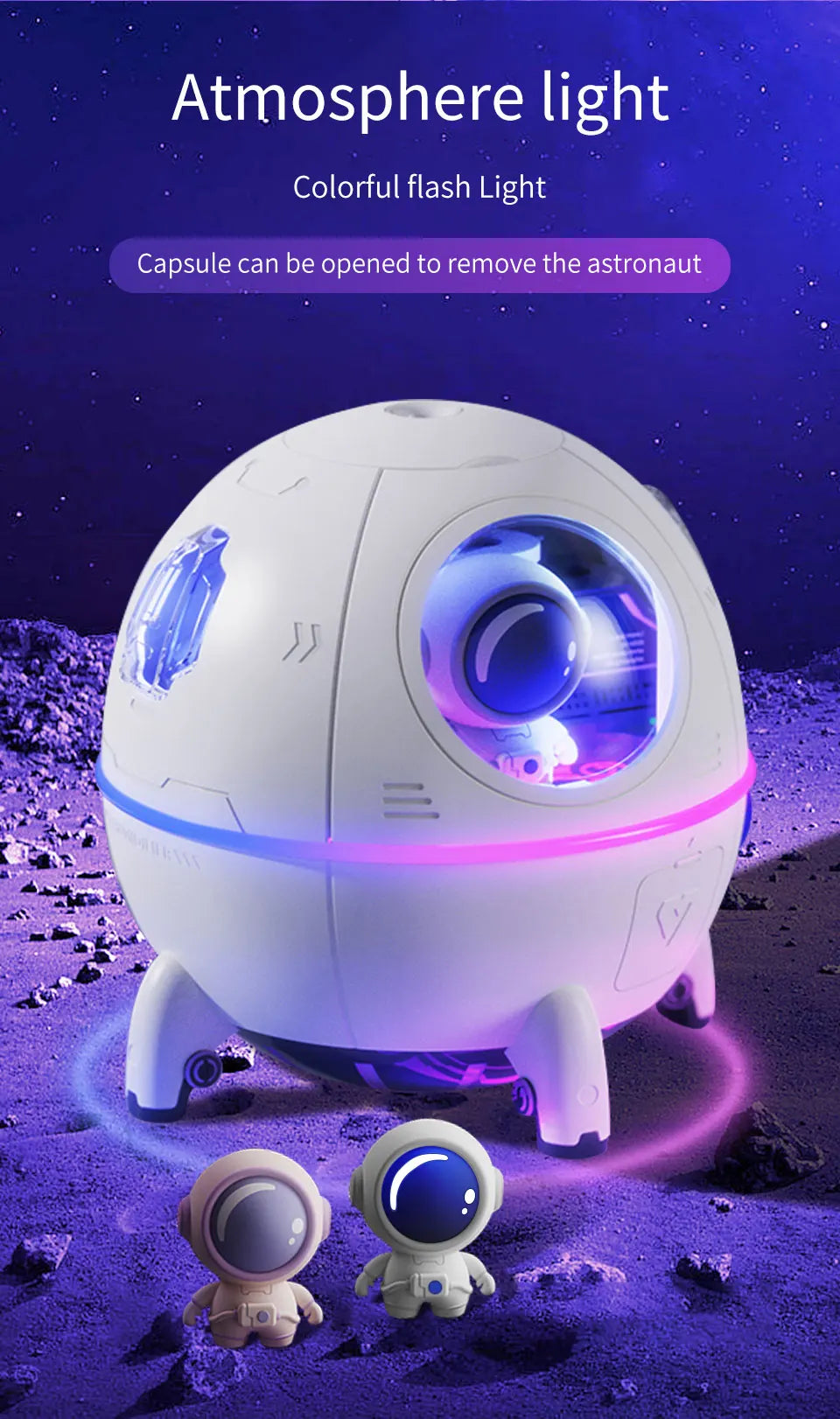 Luz LED Nocturna Humidificador Cápsula Espacial