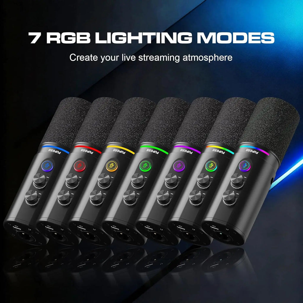 Micrófono Dinámico para Podcast, Micrófonos XLR/USB para Grabación en PC, para Transmisión, Podcast, Grabación, Juegos y Streaming, Micrófono de Estudio