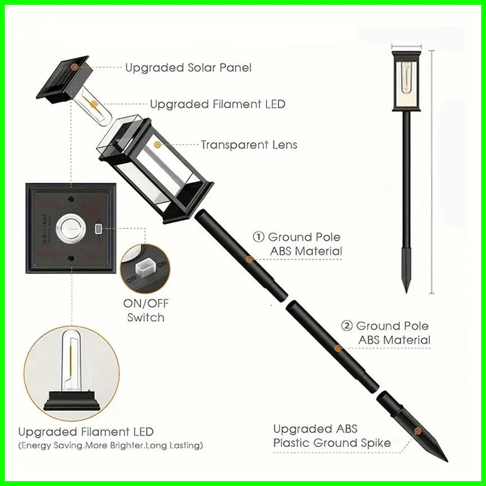 Luces Solares de Camino para Jardín Impermeables IP65, Pack de 1 a 6