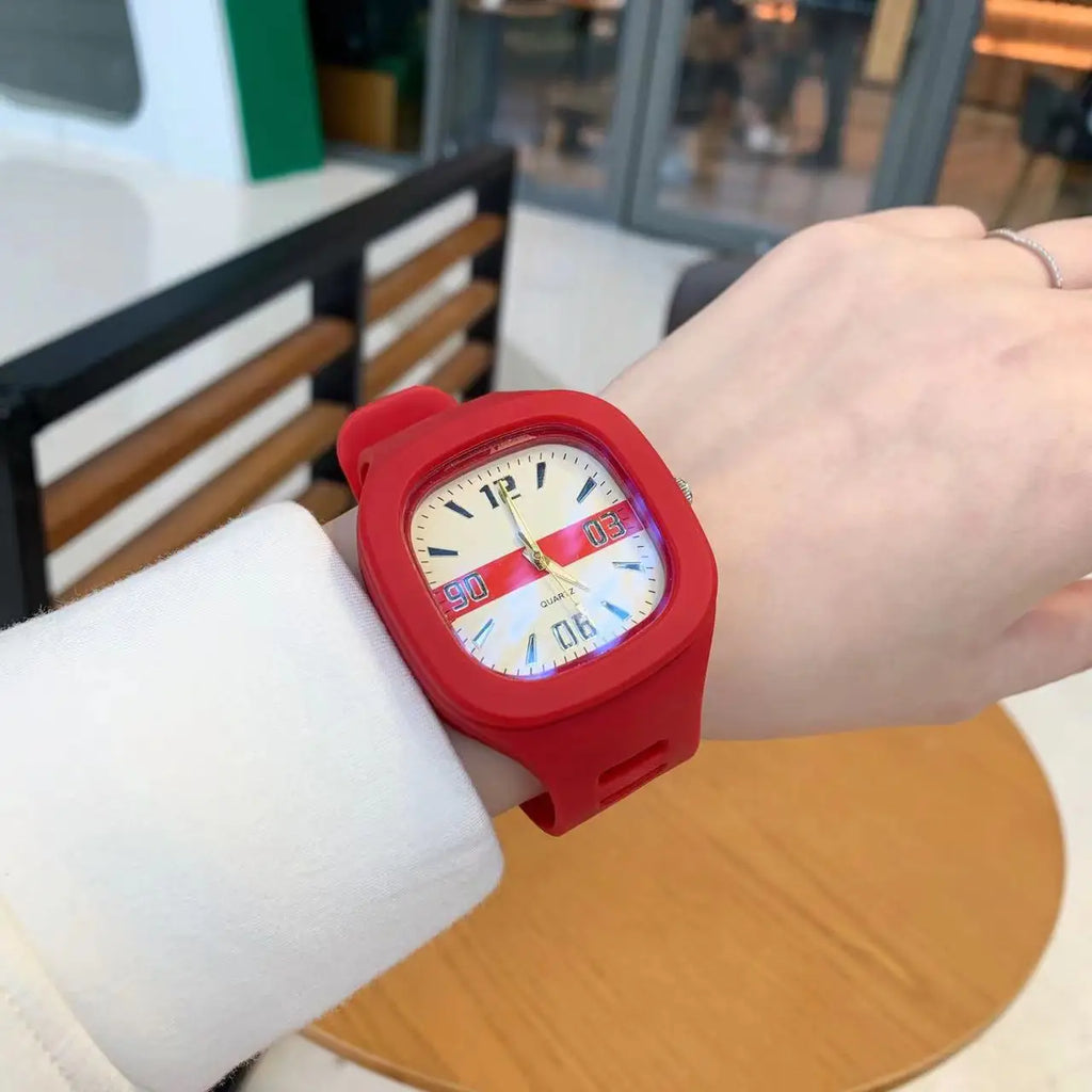 Reloj de Cuarzo Cuadrado para Mujer, Correa Silicona