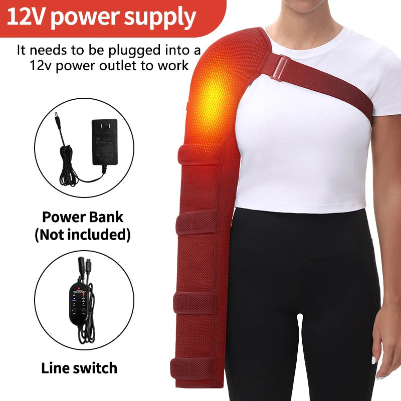 Protector de Brazo con Calefacción por Capa de Aire, Masajeador de Vibración para Aliviar el Dolor de Hombro Congelado y Codo, Soporte de Recuperación Térmico para el Brazo