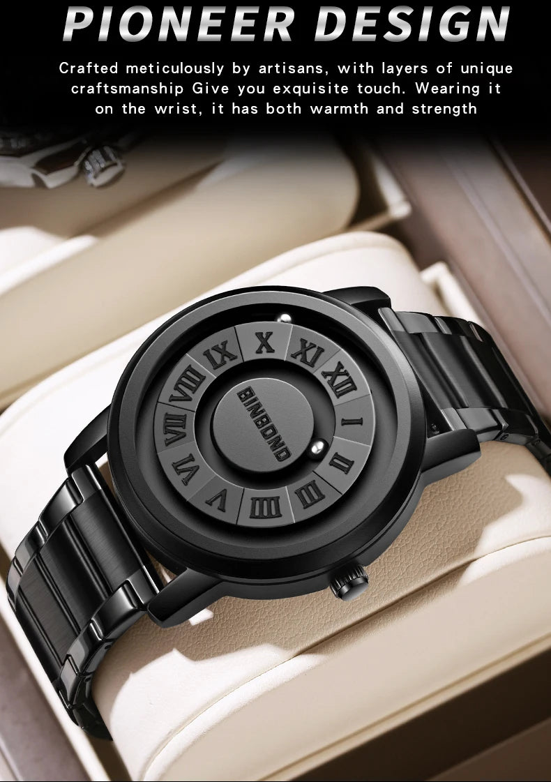 Reloj de Cuarzo BINBOND para Hombre, Acero Inoxidable, Resistente al Agua