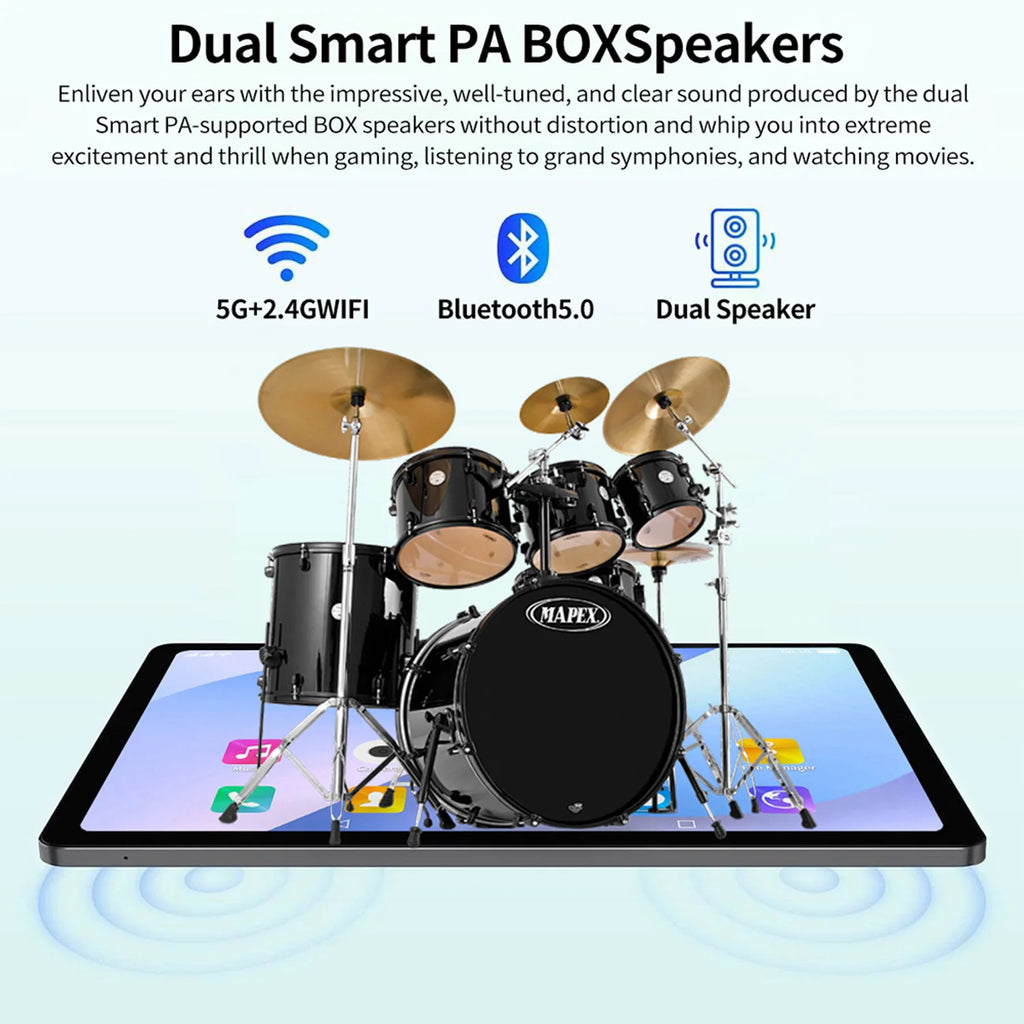 Tablet Android de 10.1 Pulgadas, 12GB+128GB, Octa-Core, 7000mAh, Android 14, Google Play, Llamadas Telefónicas 4G LTE, WiFi 5G, Versión Global