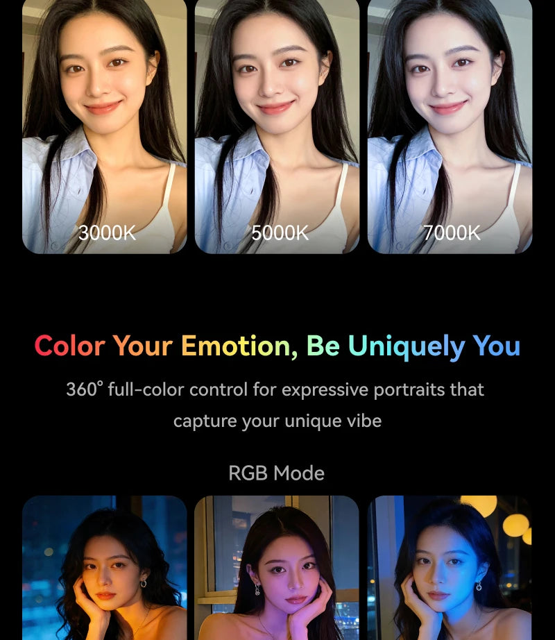 TELESIN Magnético 360 °   Mini Lámpara de Relleno RGB Giratoria, Luz para Selfies con 3 Modos de Color y Brillo Ajustables para Teléfonos Inteligentes iPhone y Android