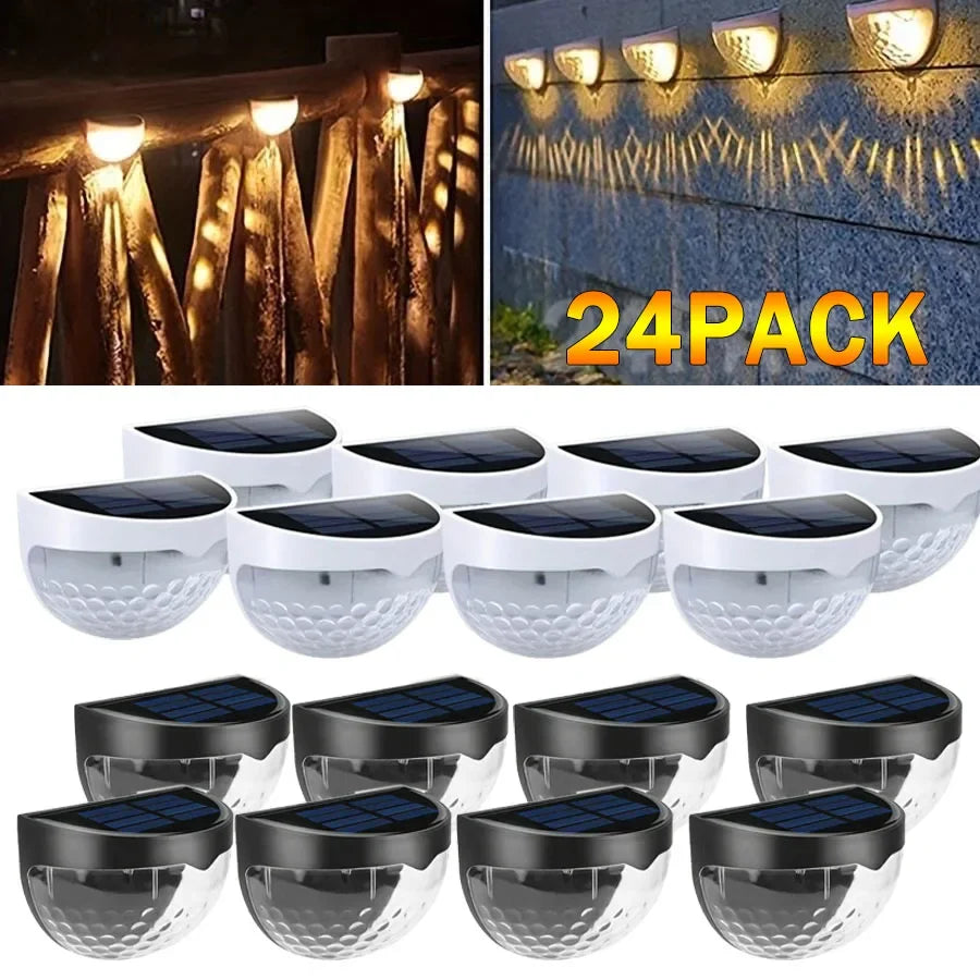 Luz Solar para valla, lámparas de pared impermeables para exteriores, luz de energía para jardín, decoración LED para jardín, paso, Patio, escaleras, 1-24 Uds.