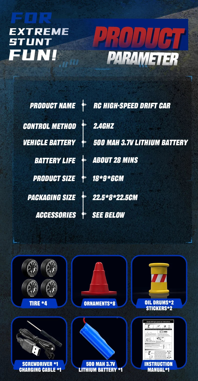 Mini Coche RC de Drift SG204 PRO 1:24, 2.4G, Alta Velocidad 4WD