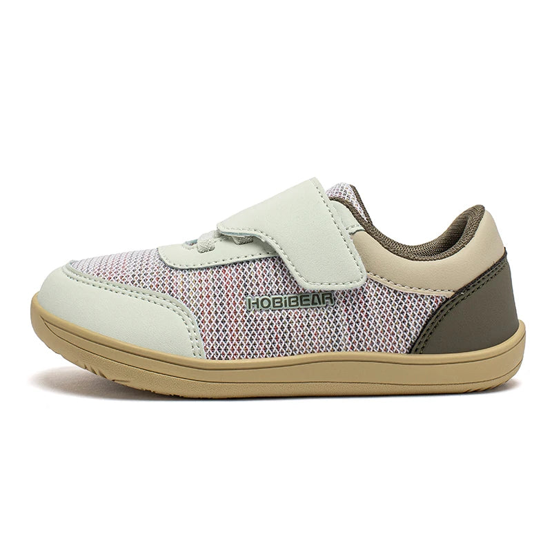 HOBIBEAR Zapatos descalzos con punta ancha para niños, zapatillas informales minimalistas con gancho y bucle, zapatos de malla transpirables sin caída