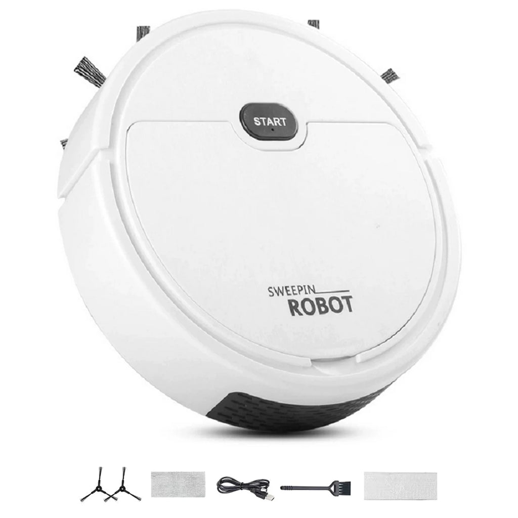 Robot Aspirador 3 en 1, Ultrafino, Recargable, Bajo Ruido para Suelo de Madera y Baldosas