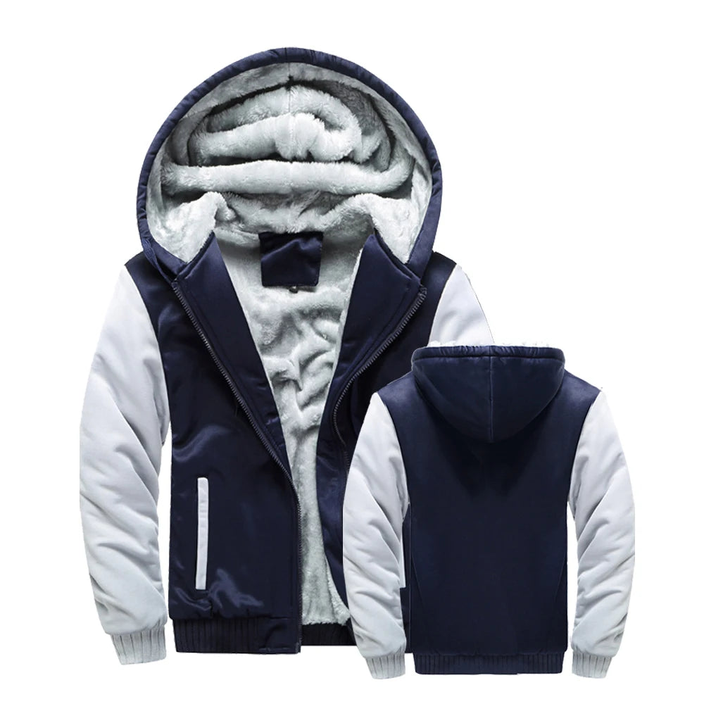 Chaqueta de Invierno para Hombre, Lana Gruesa, Capucha y Cremallera