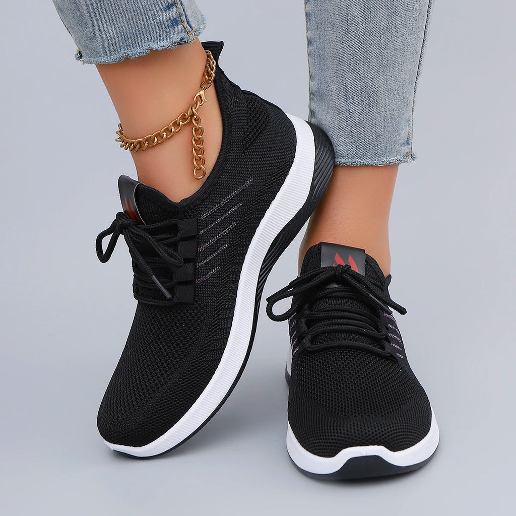 Primavera y otoño nuevos zapatos deportivos informales con cordones para mujer, cómodos, transpirables, ligeros y resistentes al desgaste