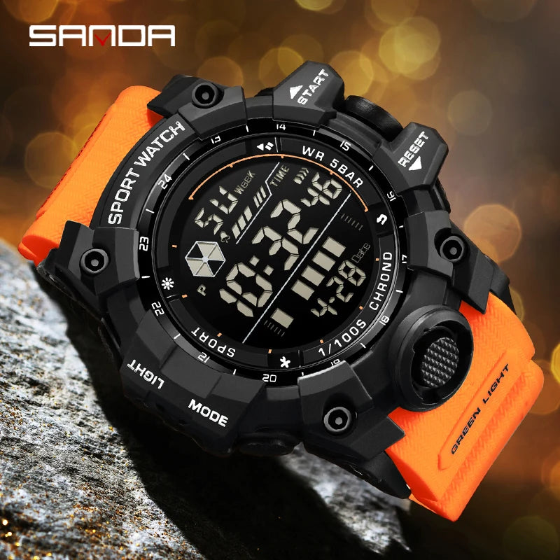 Reloj Digital LED Deportivo SANDA para Hombre, Estilo Militar, Resistente al Agua