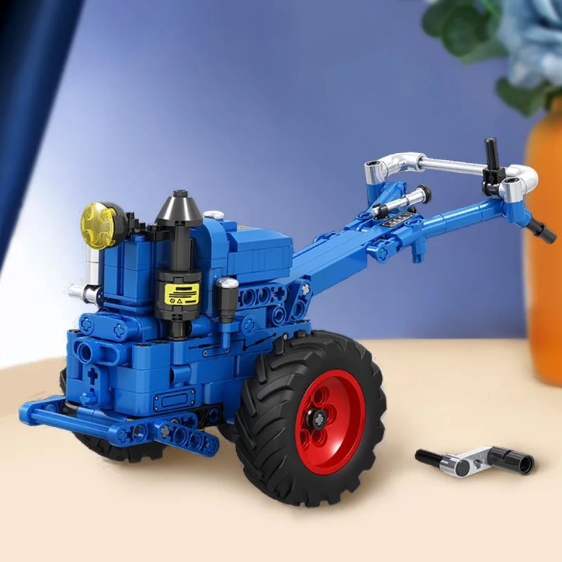 Serie de herramientas de simulación, conjunto de tractor de mano retro, bloques de construcción, detalles 1:10, restauración, diseños móviles, regalo nostálgico para niños
