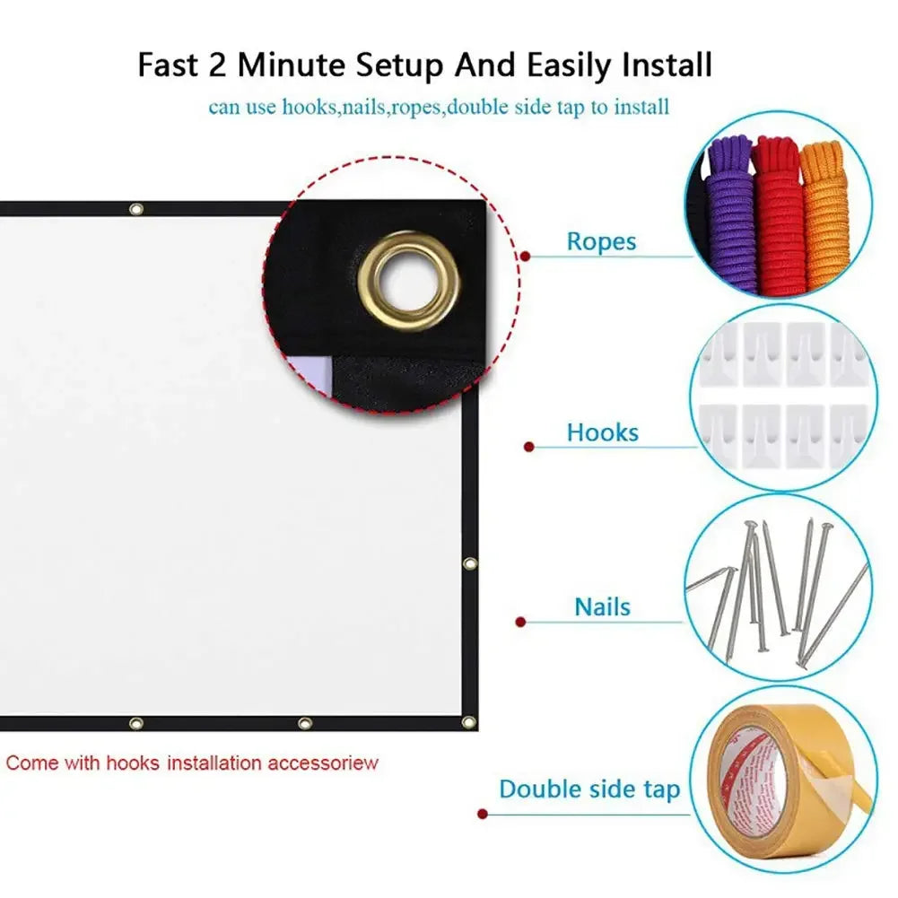 Pantalla de proyector Simple de alta definición para el hogar, cortina de proyección portátil antideslumbrante plegable, 60/72/84/100/120/150 pulgadas