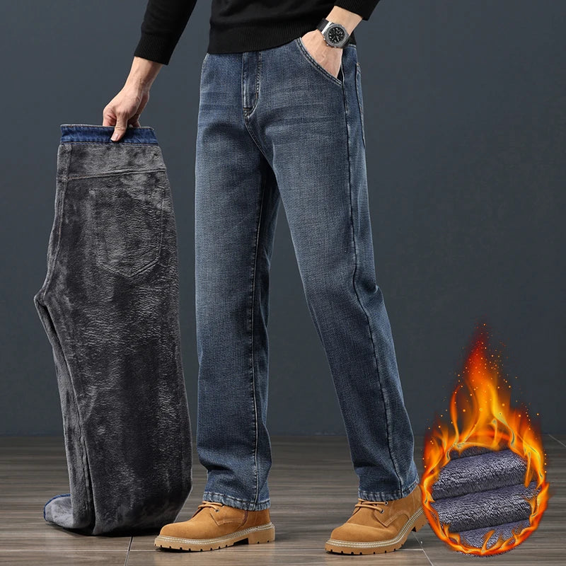 Pantalones Vaqueros de Invierno para Hombre, Terciopelo, Talla Grande 42-44