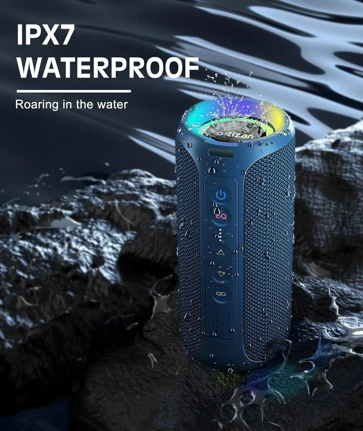 Altavoz Bluetooth inalámbrico Ortizan con sonido y graves HD de 40 W, resistente al agua IPX7, 30 horas de reproducción, Bluetooth 5.3, manos libres, entrada TF/AUX