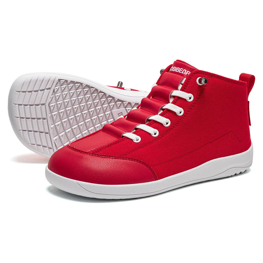 Zapatillas de Lona de Media Caña para Mujer HOBIBEAR, Botas Unisex de Punta Ancha Minimalistas, Zapatillas de Running Zero-Drop para Senderismo
