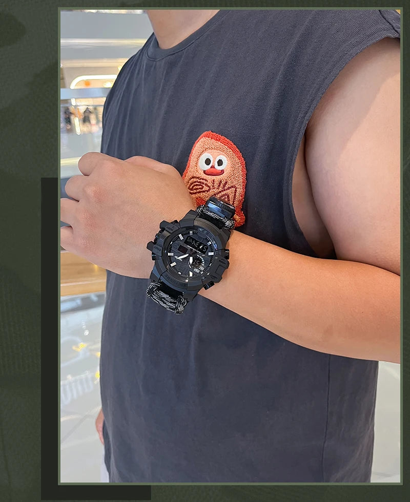 Reloj Digital Deportivo con Brújula y LED para Hombre, Resistente al Agua