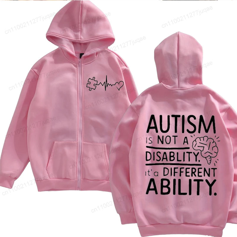 Buzo con Capucha Unisex Autismo | Cremallera Completa