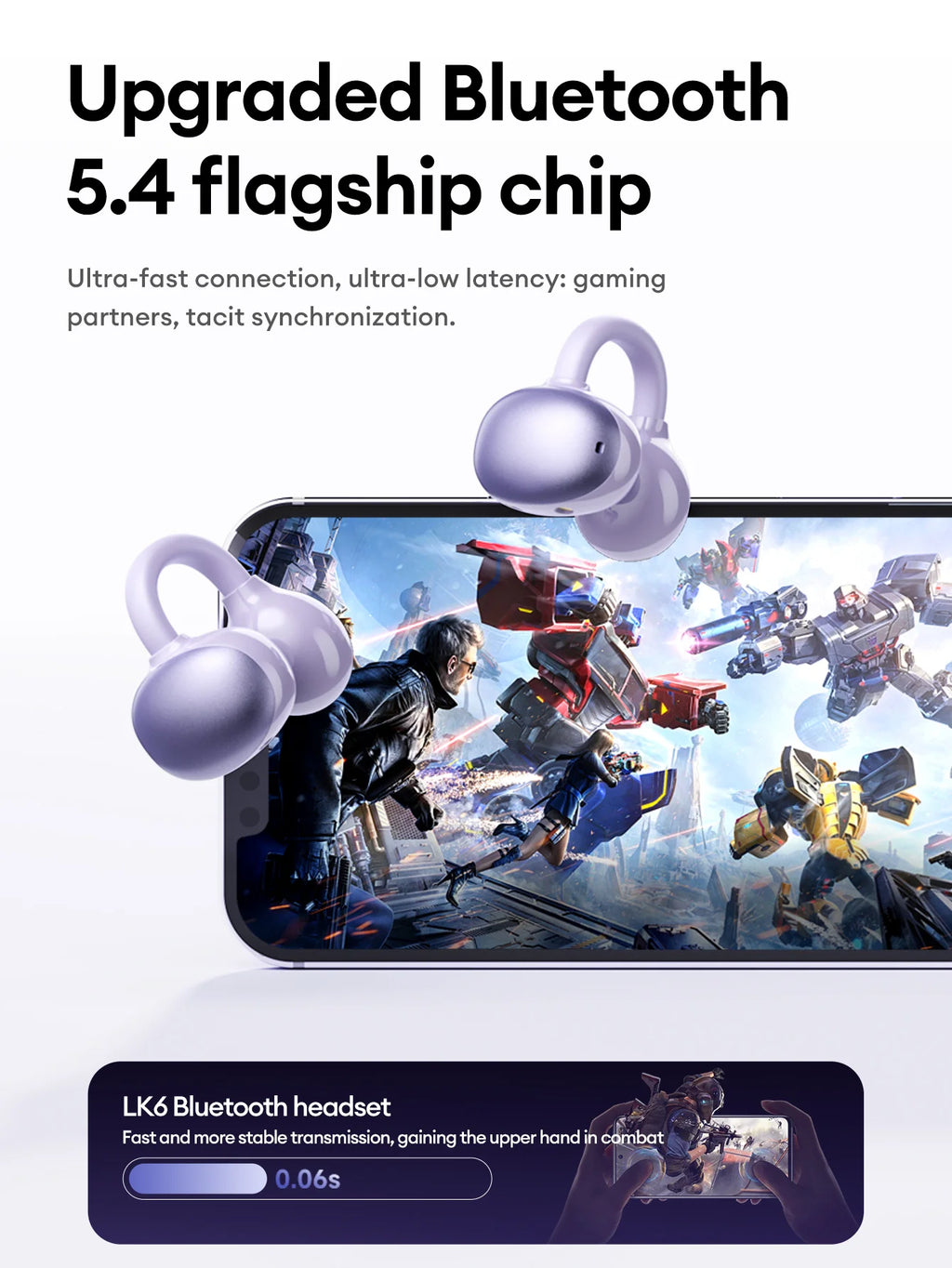 Lenovo LK6 Auriculares Bluetooth 5.4 con Clip