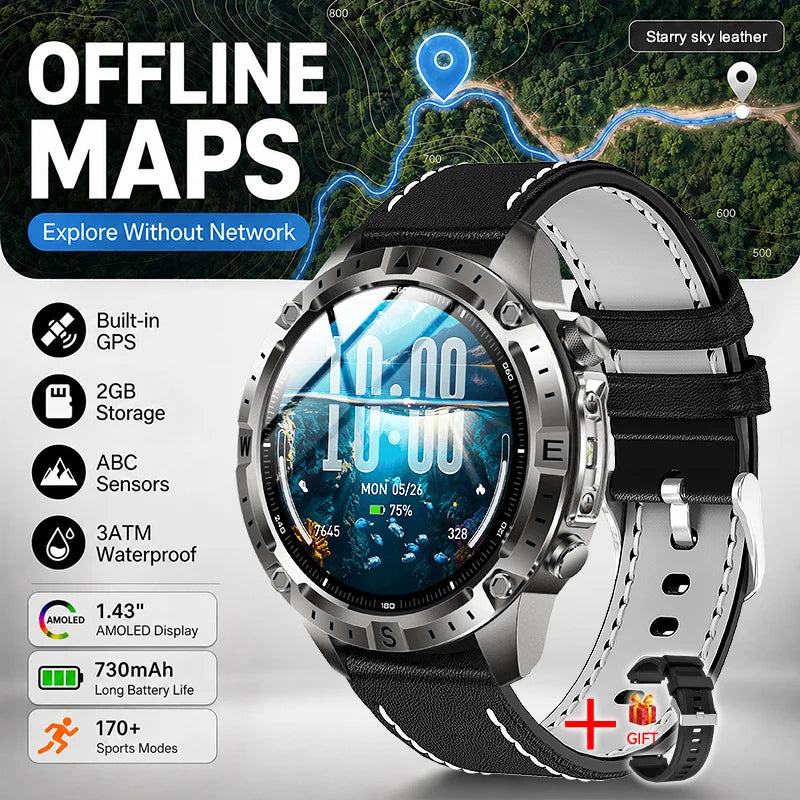 Reloj Inteligente Deportivo con GPS, Mapa Offline y Pantalla AMOLED