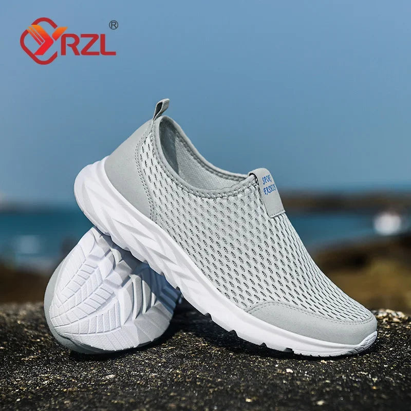 YRZL, zapatillas de deporte para hombre, zapatos informales de malla transpirable para hombre, mocasines antideslizantes para exteriores de talla grande, zapatos de tenis ligeros para caminar para hombre
