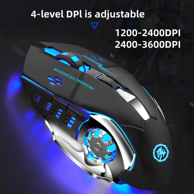 Ratón inalámbrico recargable para videojuegos, Mouse silencioso con Bluetooth, 2,4G, USB, retroiluminación mecánica, PC, Gamer