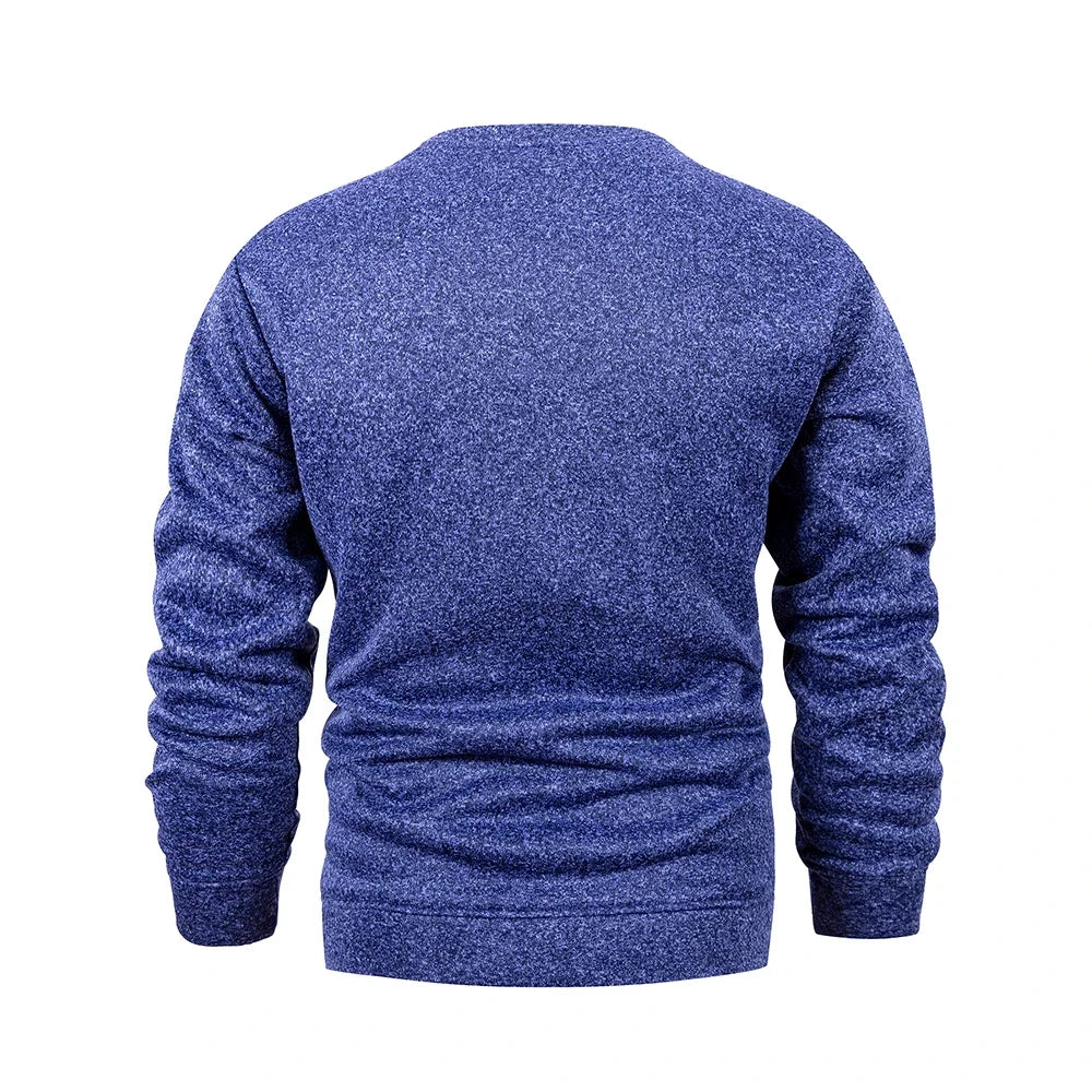 Suéter de punto para hombre, cuello redondo, colores sólidos