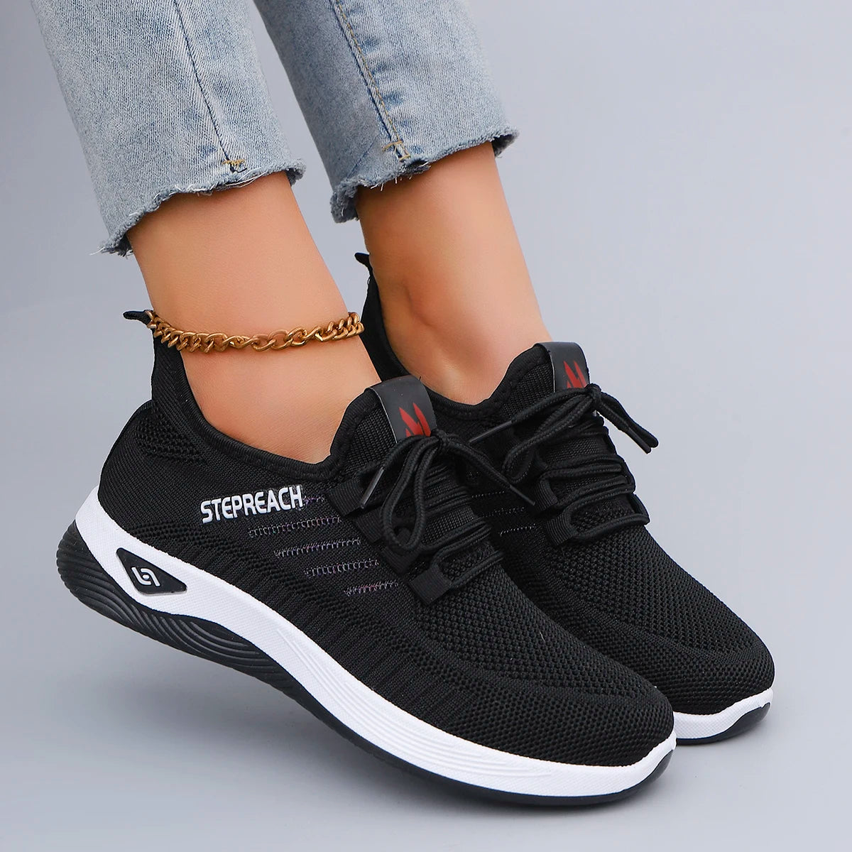 Primavera y otoño nuevos zapatos deportivos informales con cordones para mujer, cómodos, transpirables, ligeros y resistentes al desgaste