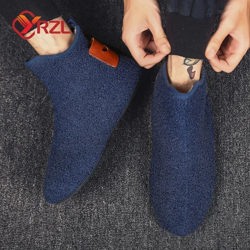 YRZL, zapatos de algodón de invierno para hombre, zapatillas ligeras sin cordones de alta calidad, mocasines de algodón de felpa para interiores, zapatos cálidos de invierno para hombre