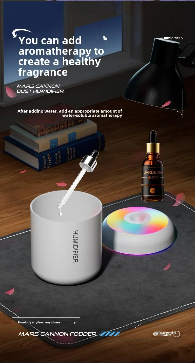 Mini humidificador difusor de aromas USB 180 ml para auto con luces