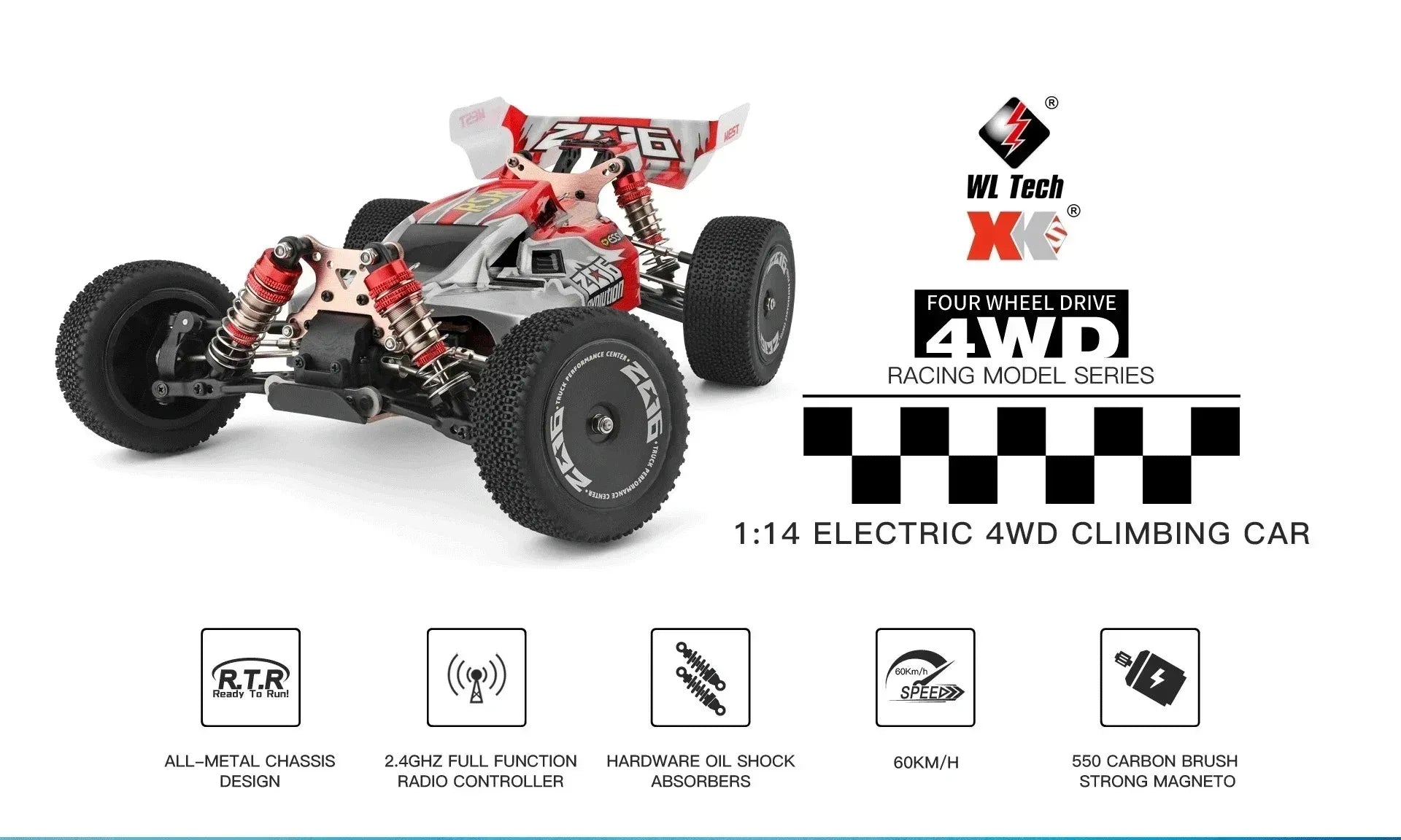 Coche Teledirigido WLtoys Todoterreno 4WD 2.4G hasta 75 km/h