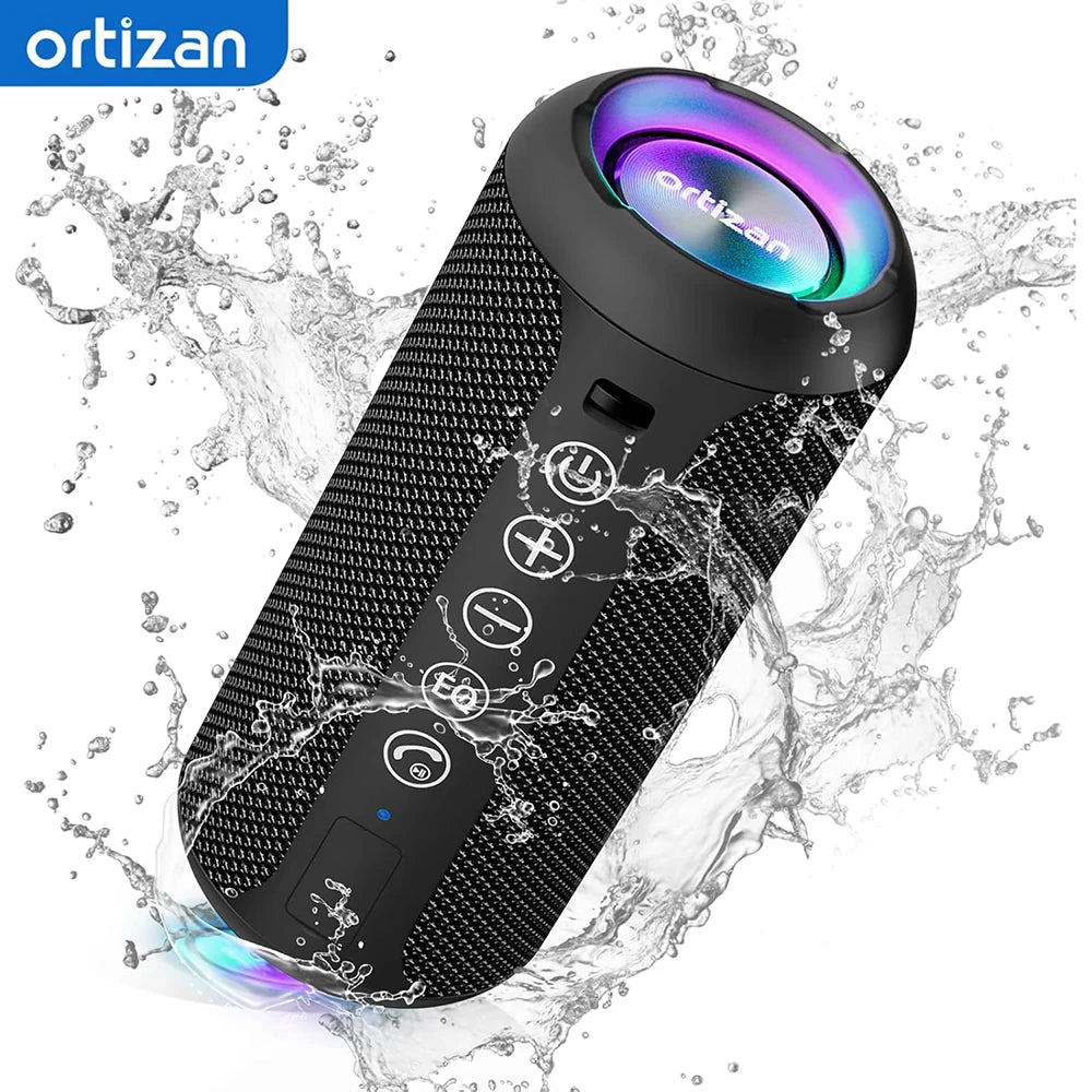 Altavoz Bluetooth Ortizan X10, altavoz portátil de graves mejorado con ranura para tarjeta TF, 30H de reproducción, altavoz resistente al agua IPX7 para acampar