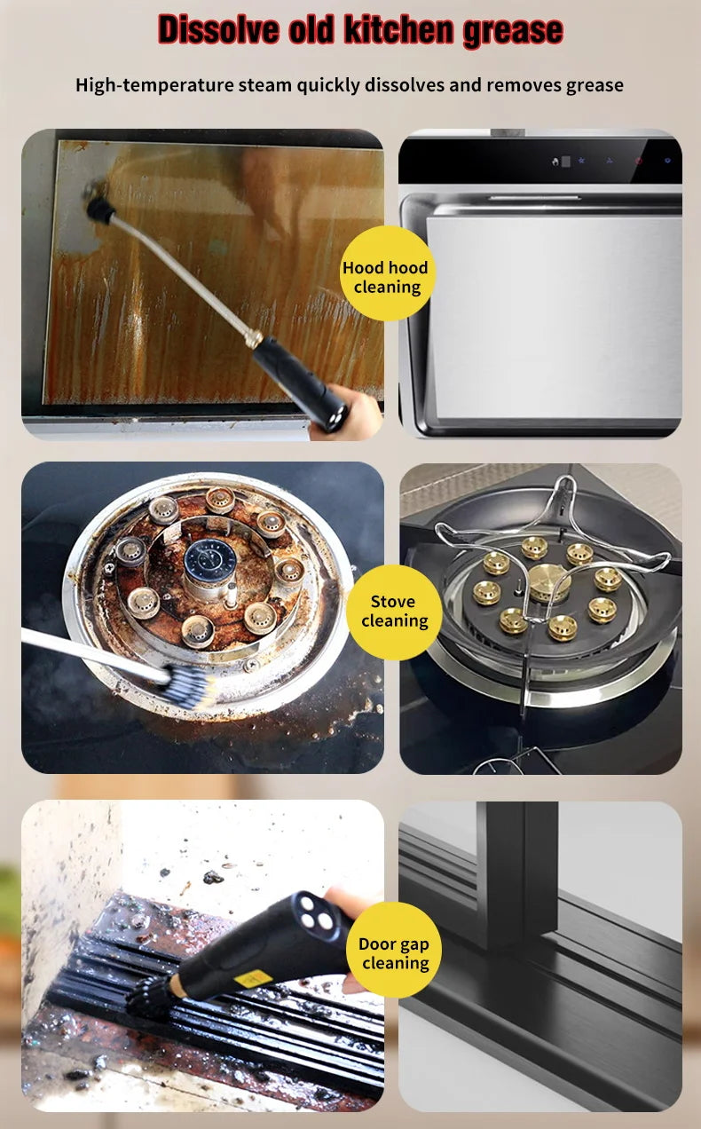 Limpiador a vapor de alta presión portátil, máquina de limpieza doméstica de alta temperatura para cocina, coche, sofá, ventana, azulejos y espejos