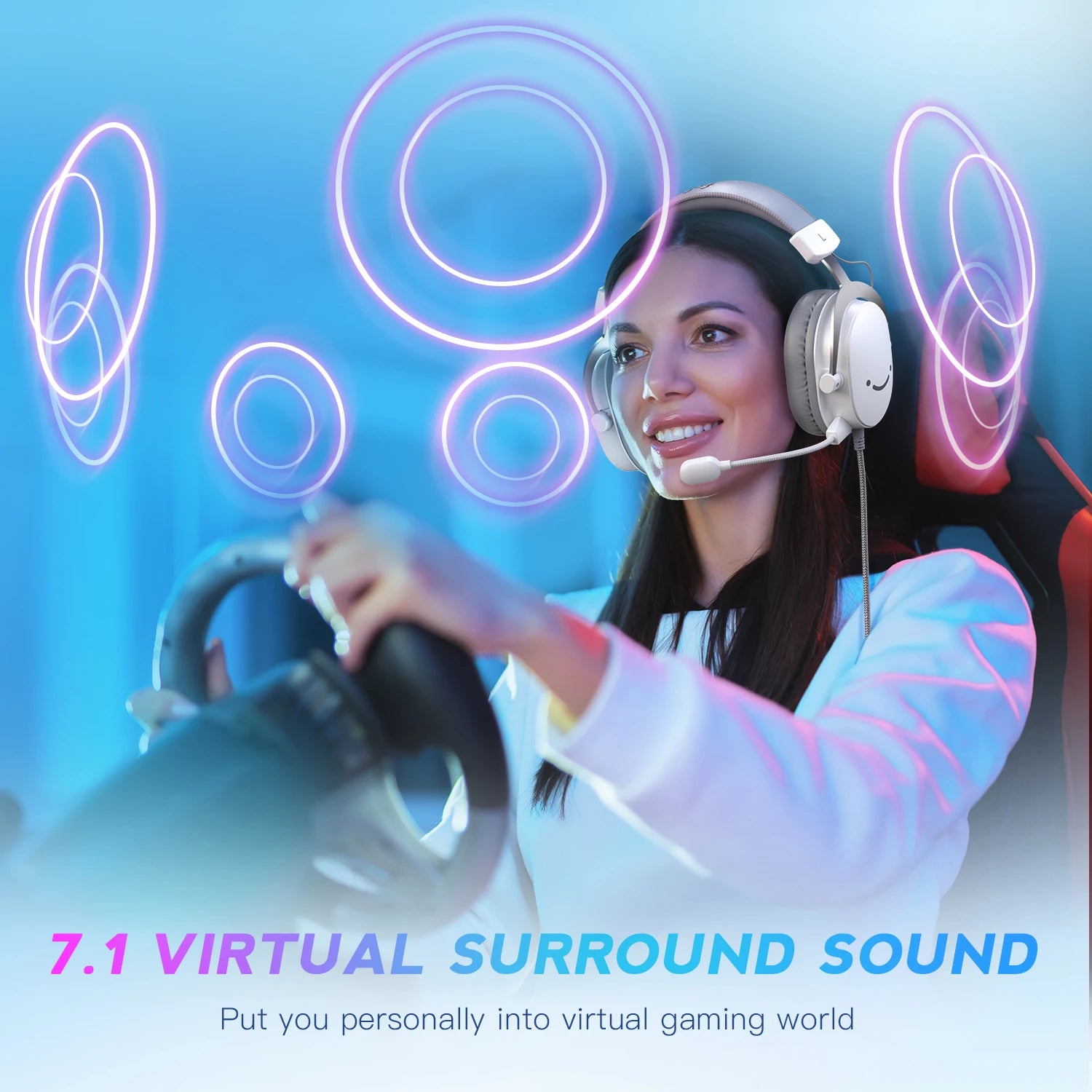 FIFINE-auriculares para juegos USB con sonido envolvente 7,1/conector de 3,5mm/micrófono, auriculares con cable sobre la oreja para PC PS4/5 Xbox Ampligame H9W