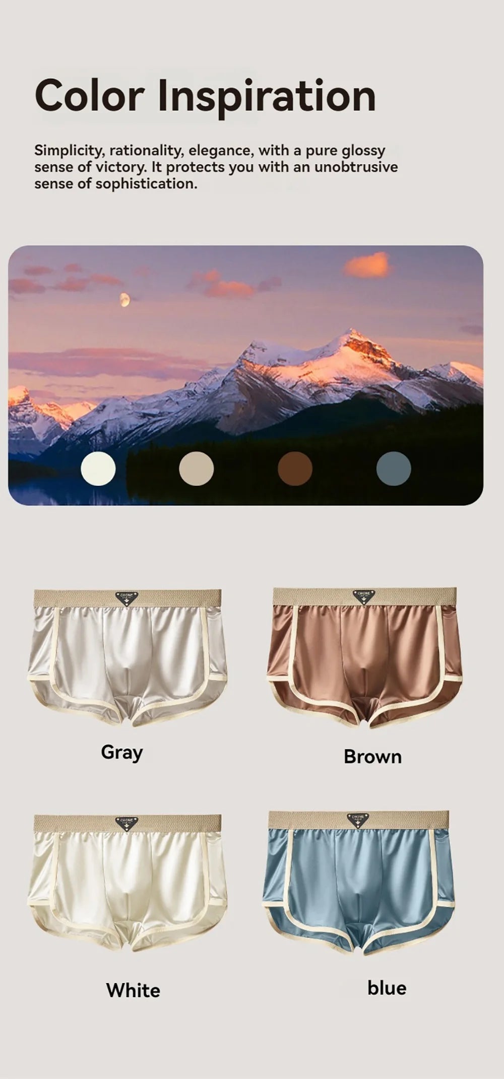 3 unids/pack de lujo sólido tipo satén Boxer hombre fresco 10A seda antibacteriana bolsa en forma de U bragas de hombre calzoncillos de cintura alta elástica