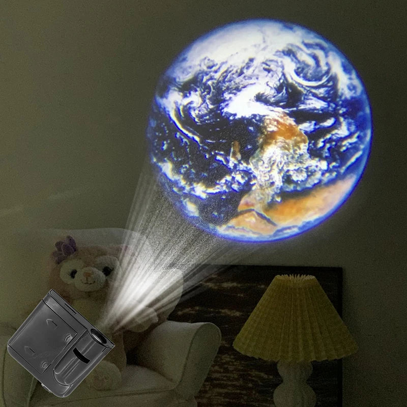 Lámpara de proyección aurora, luna y galaxia con 16 tarjetas de paisaje