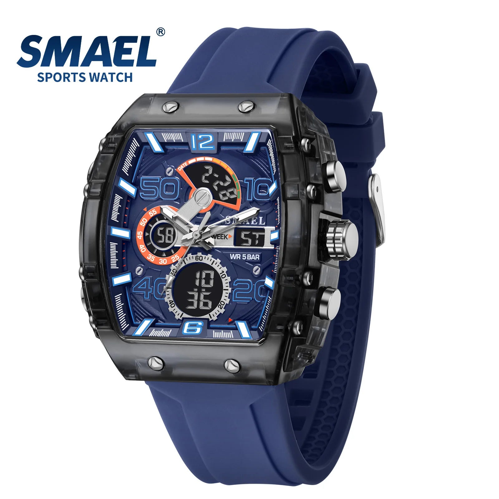 SMAEL 8109 nuevo reloj para hombre, deportivo multifuncional, resistente al agua hasta 50M, pantalla Dual, luz LED nocturna, reloj electrónico para estudiantes de ocio