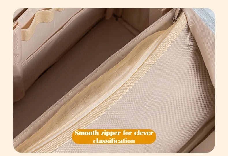 Bolsa de Maquillaje de Viaje para Mujer, Gran Capacidad, Impermeable, Organizador de Cosméticos con Abertura Amplia, Soporte para Brochas Independiente, Fácil Acceso