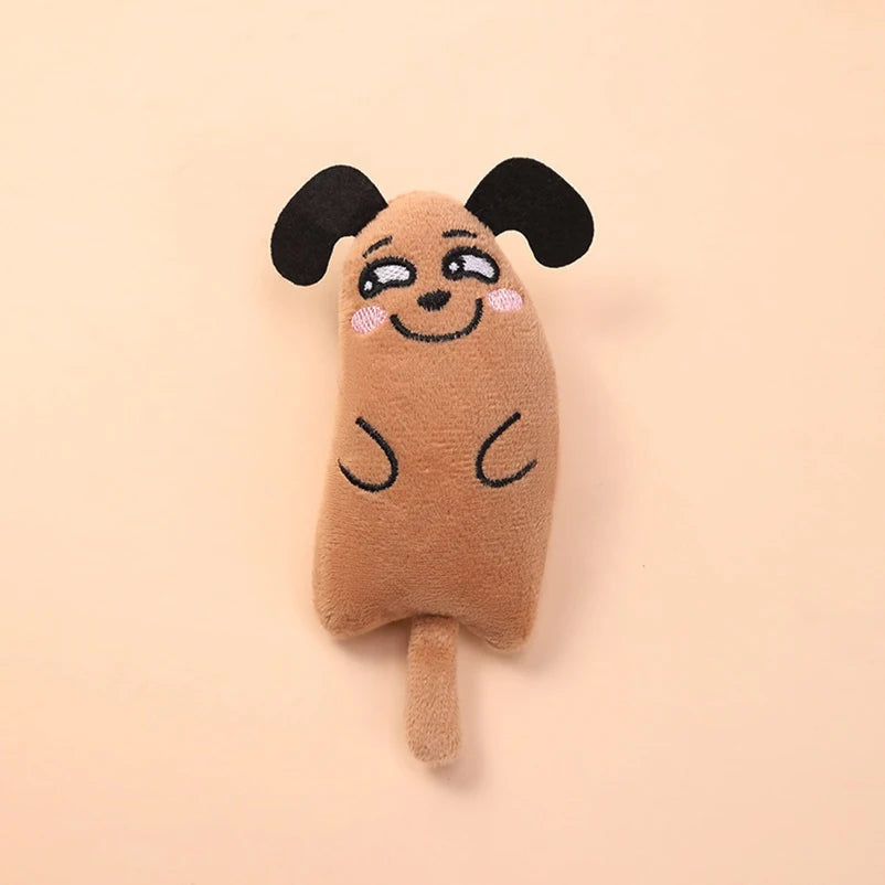 Juguetes con forma de perro y gato de dibujos animados, muñecos de peluche para cachorros resistentes a mordeduras, interactividad de autodenimiento para rechinar y limpiar los dientes