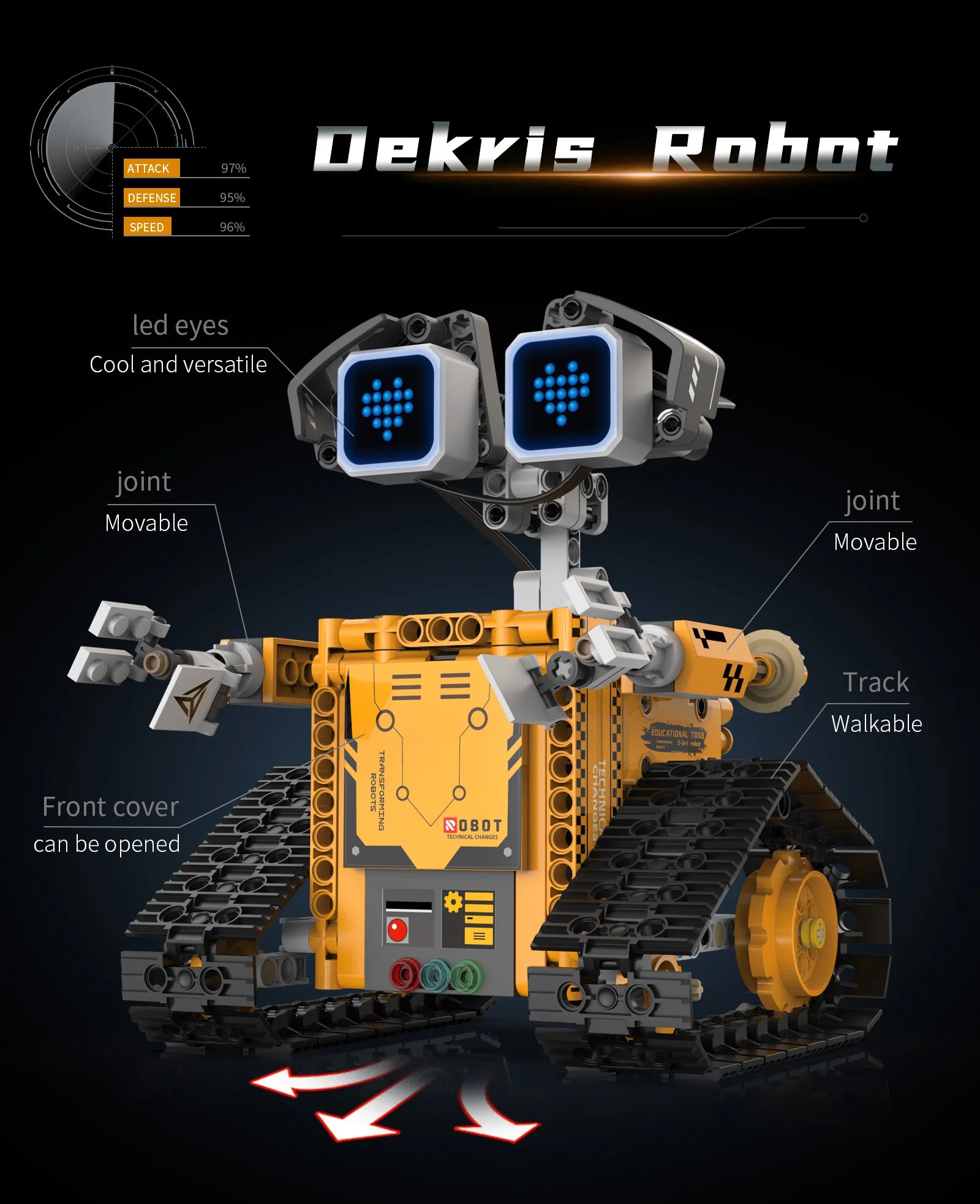 Montaje de modelo de robot transformable 5 en 1 con pantalla Digital, juguete de bloques de construcción de robot de control remoto, juguete para regalo para niños
