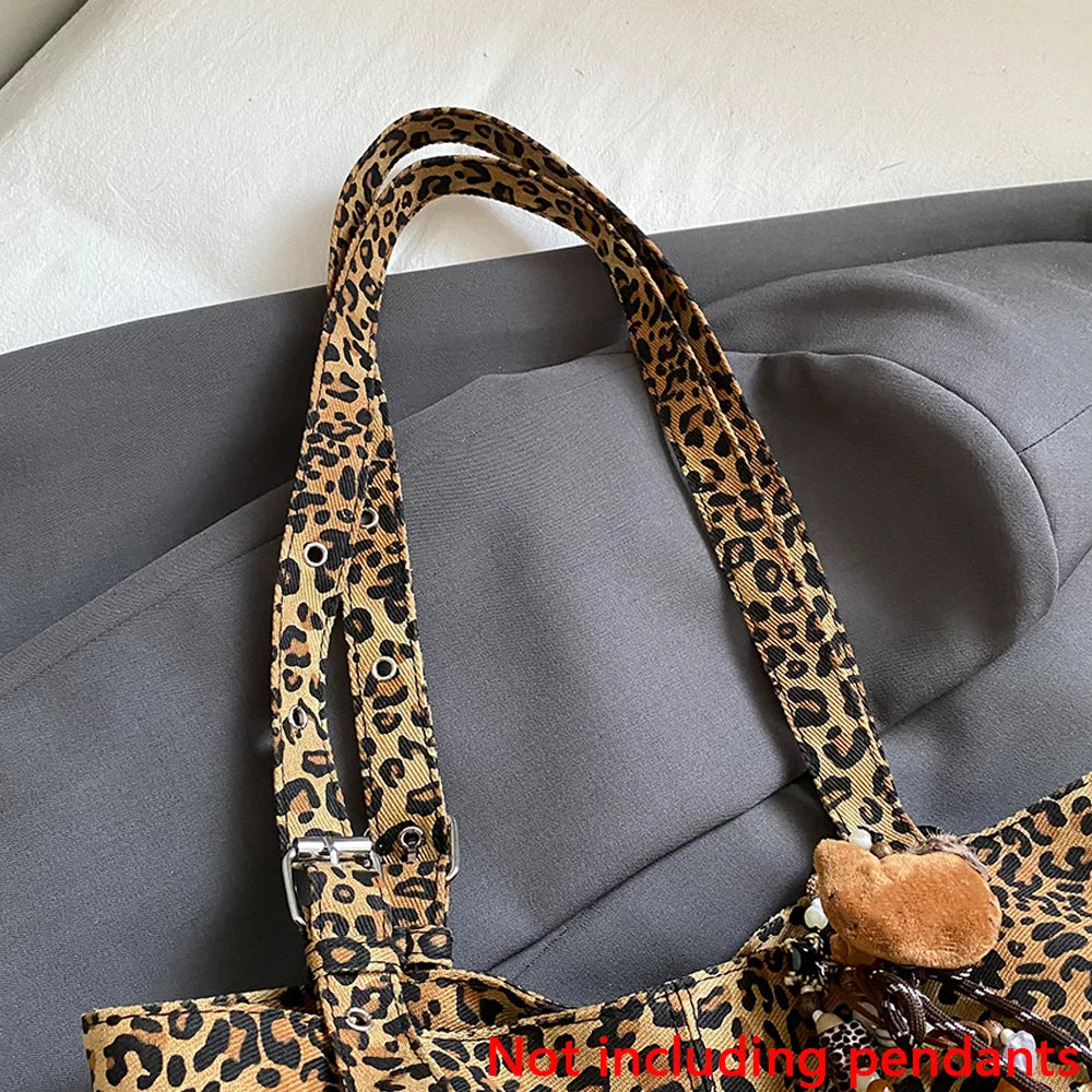Bolso de Hombro Grande con Estampado Leopardo para Mujer