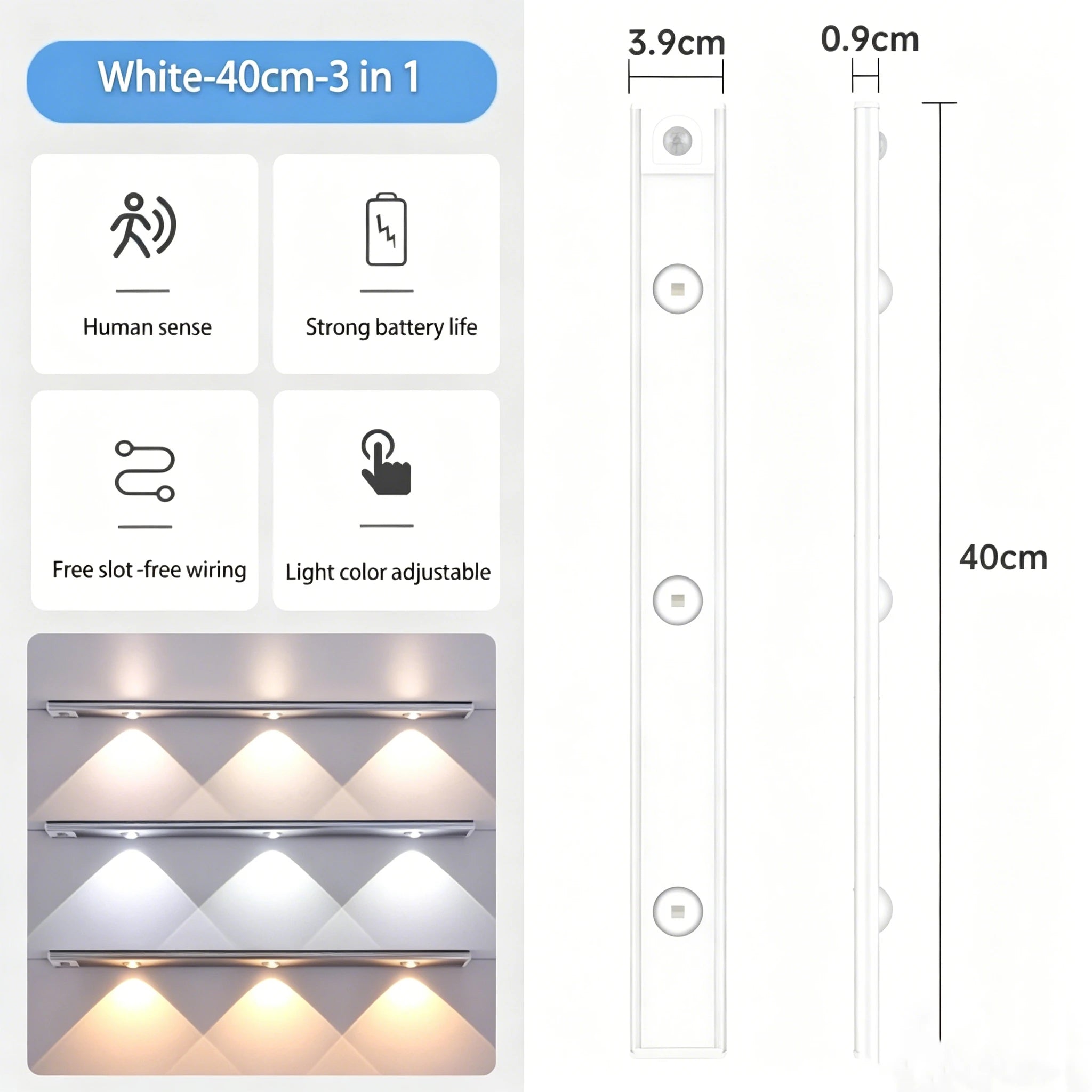 Luz LED Nocturna Regulable con Sensor para Armario