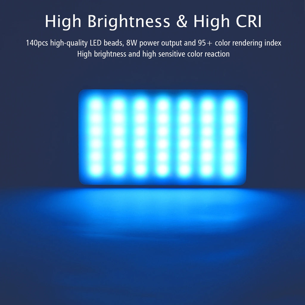 Luz LED Andoer CRI95+ 2500K-9000K Regulable W140 RGB para Video, Recargable, con Pantalla LCD para Vlog