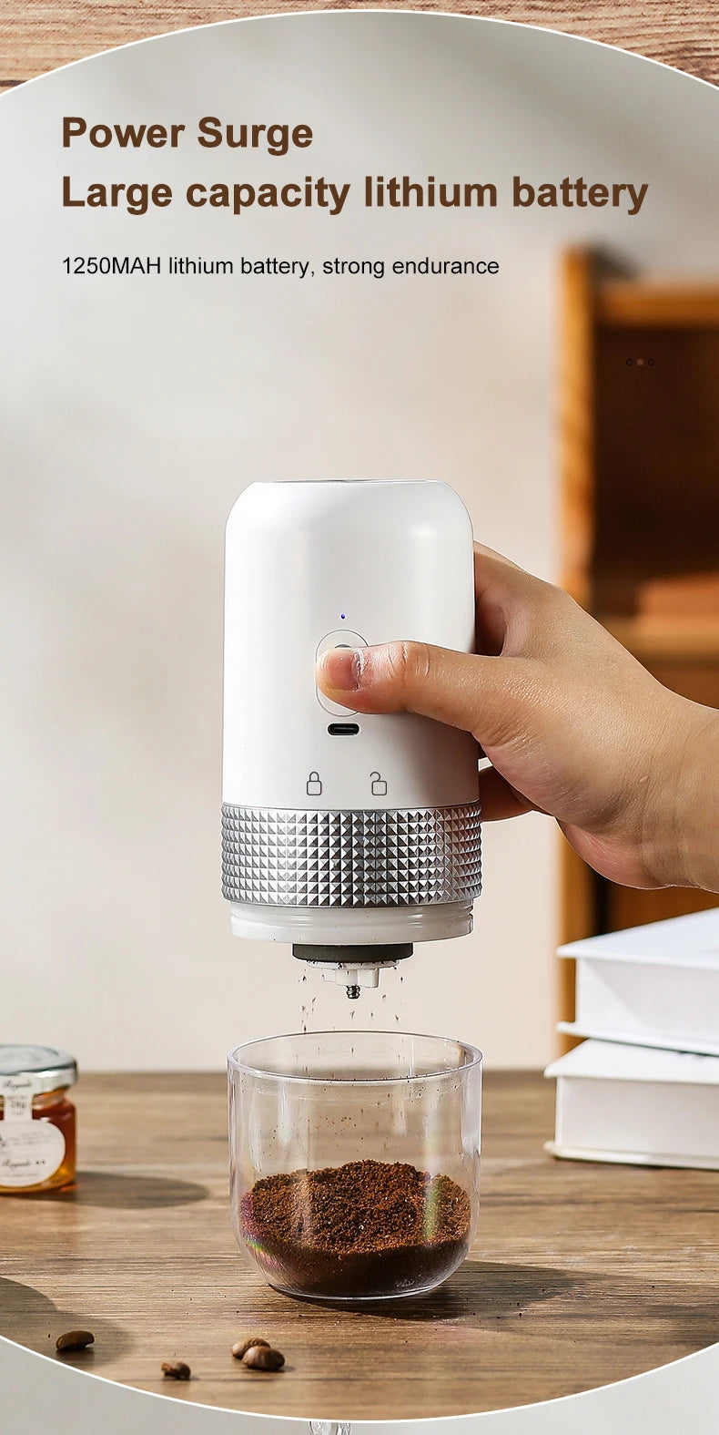 Molinillo de café eléctrico inalámbrico USB, molinillo de cerámica profesional con núcleo de molienda, molino de granos de café, accesorios portátiles para cafetera