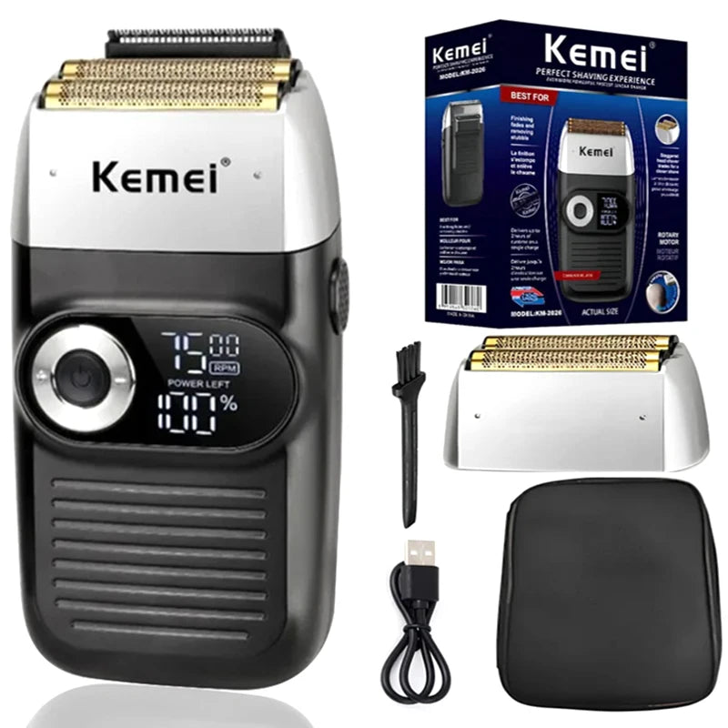 Kemei Afeitadora Eléctrica Doble Hoja para Barba
