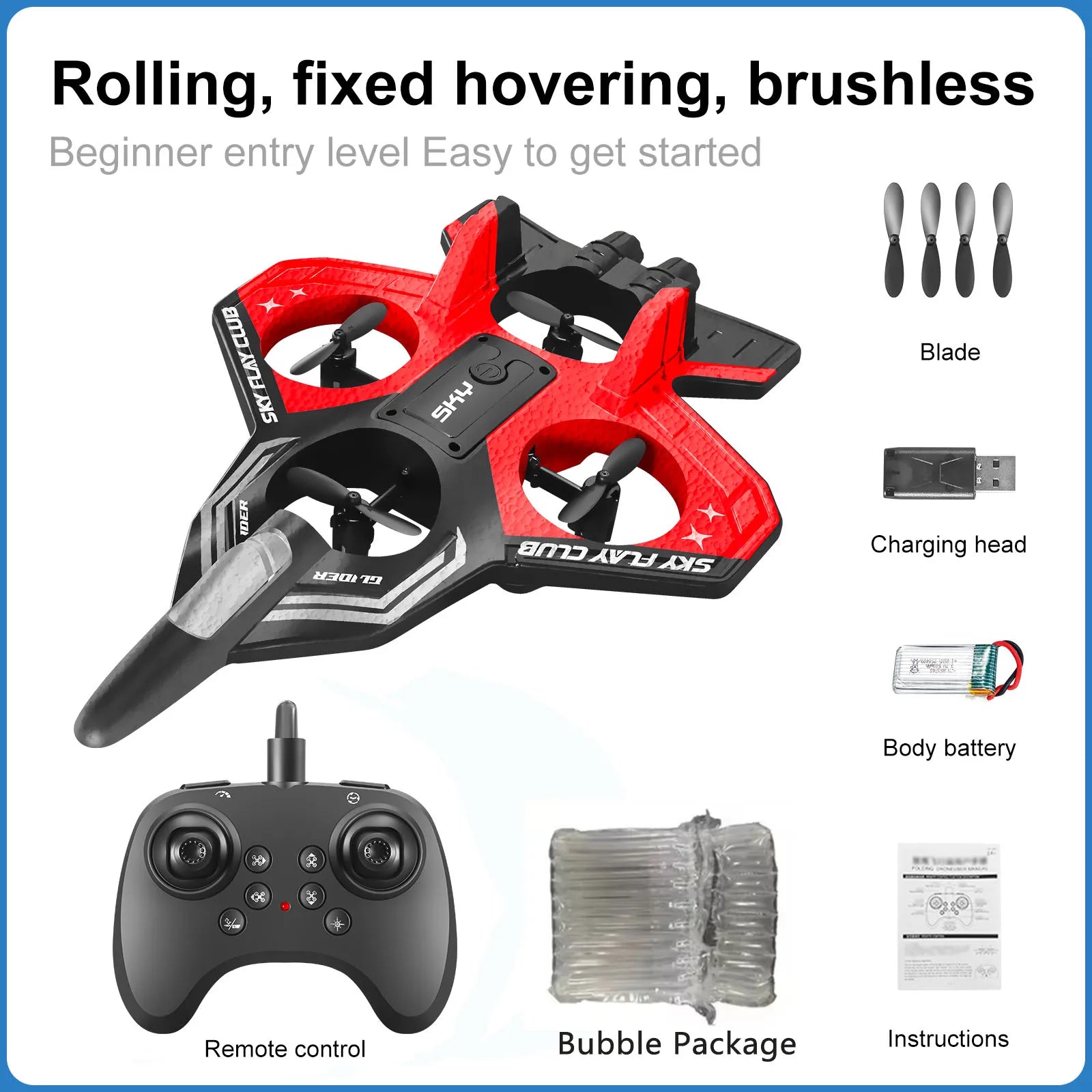 Dron RC Planeador YP3 con Luces LED y Control Remoto 2.4G