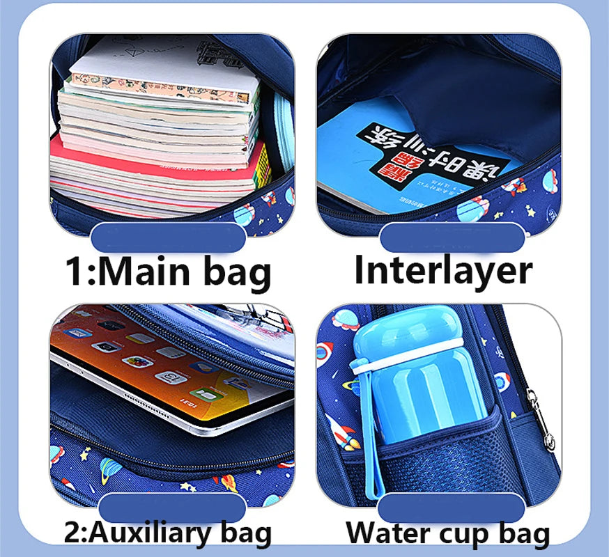 Bolso de hombro para niños, mochila para chico, astronauta estereoscópico 3D de dibujos animados, mochila escolar de ensueño para niño pequeño, escuela primaria impermeable