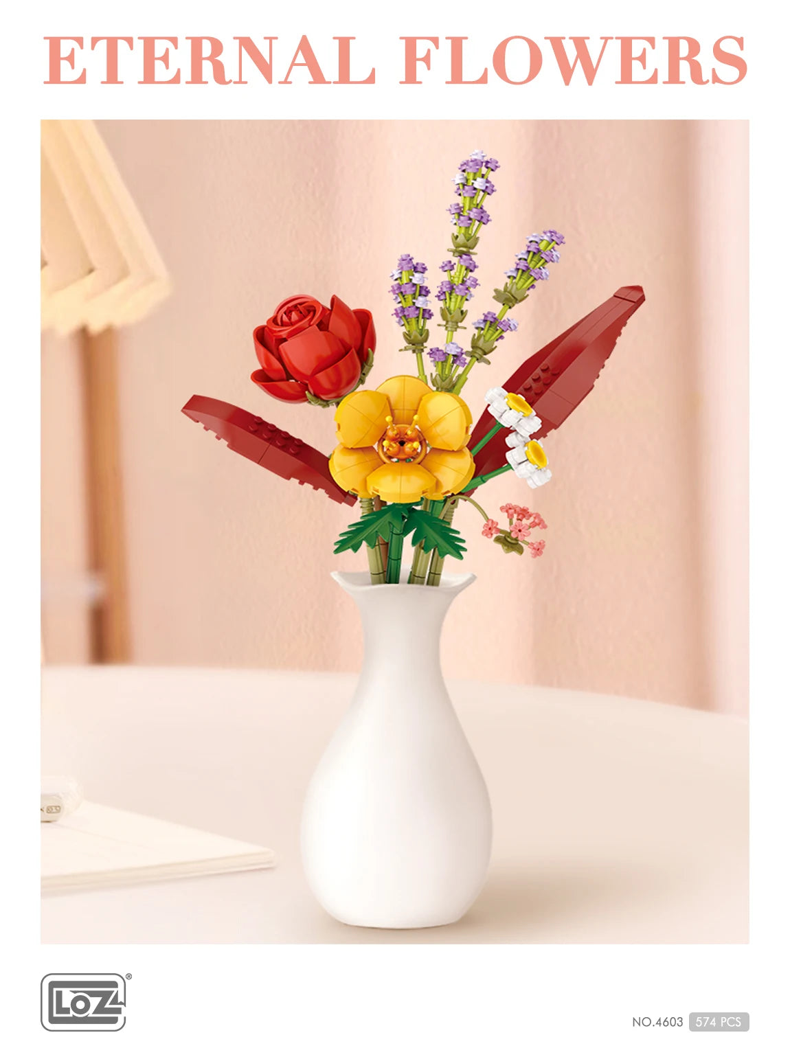 LOZ-1661 serie de plantas, bloque de construcción de simulación, maceta, cerezo suculento, modelo para el hogar, decoración, juguete de bloques de construcción para niña